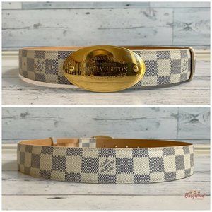 LOUIS VUITTON Damier Azur Mini Belt Sz 80/32 - The Purse Ladies